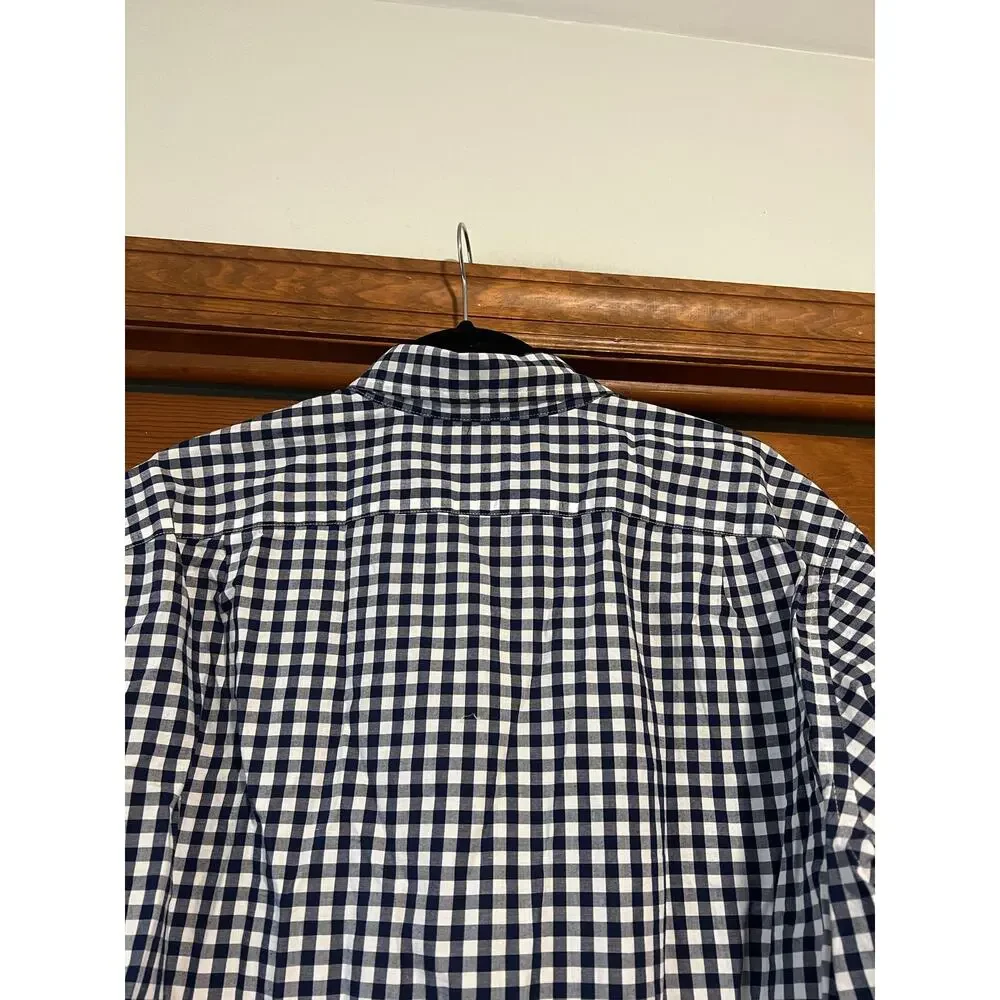 NWT J. Crew Men's FLAW Slim Untucked Flex Button Down Shirt Gingham Blue White L